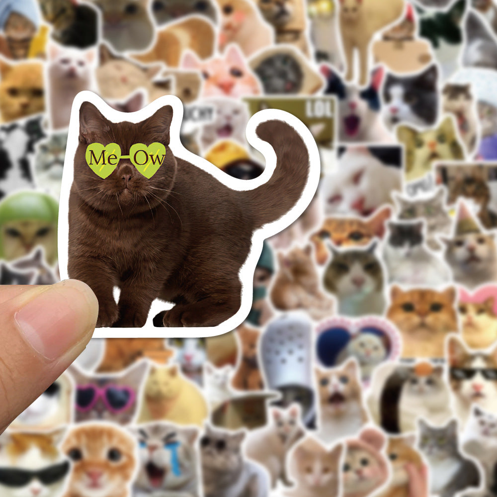 100pcs Funny Cat Meme Stickers Pack – Waterproof Vinyl Decals for Laptop, Water Bottle, Scrapbook, Gifts - 887302