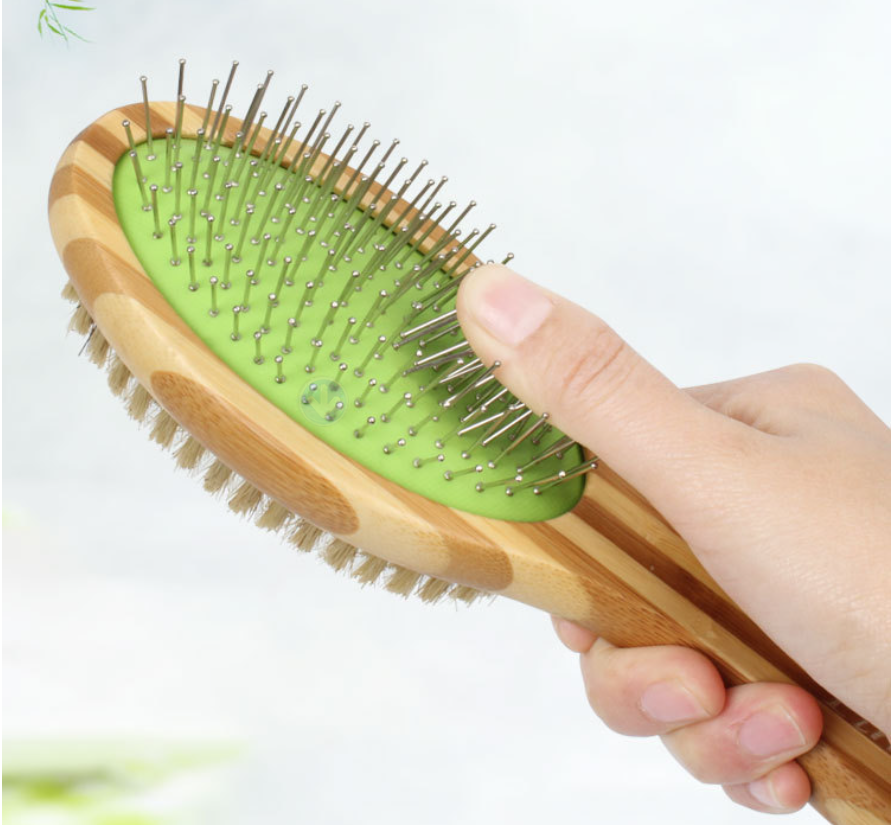 Histotree Cat Pin Brush 2-In-1 Double Sided Pin &amp; Bristle Brush For Cats | Long-Haired Cats Daily Use