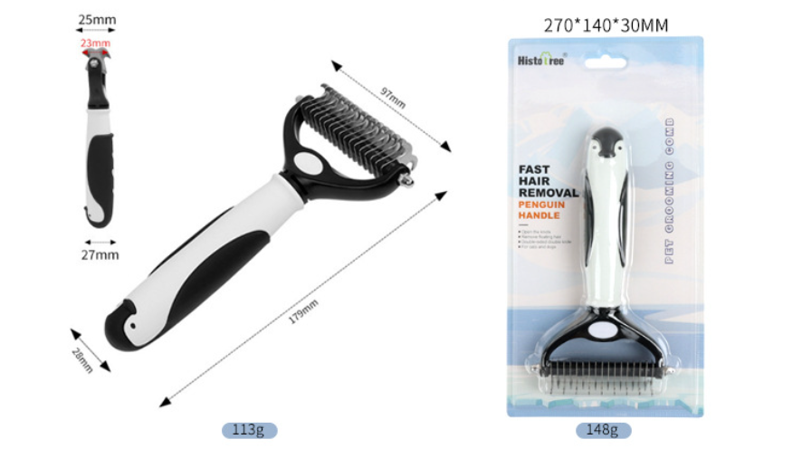 Histotree Double Sided Shedding, Dematting Undercoat Rake For Long Matted Haired Cats