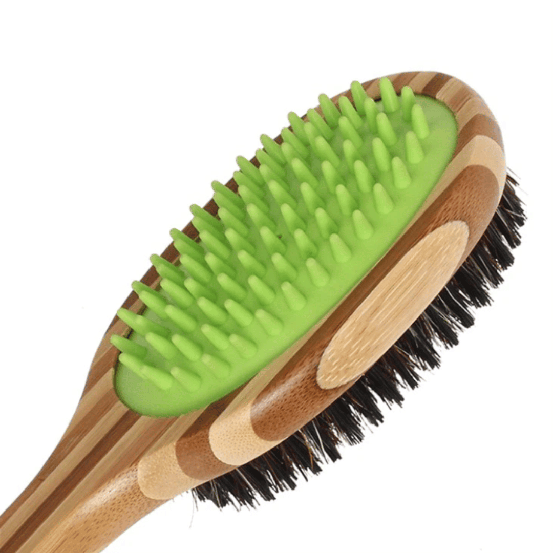 HOP Cat Dual-Headed Bristle And Rubber Brush Removing Dirt &amp; Loose Hair