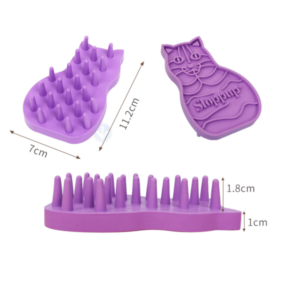 SlopPup Cat Rubber Brush Cat Bath &amp; Massage Brush Gently Removes Loose, Shed Fur | For Dandruff Cats