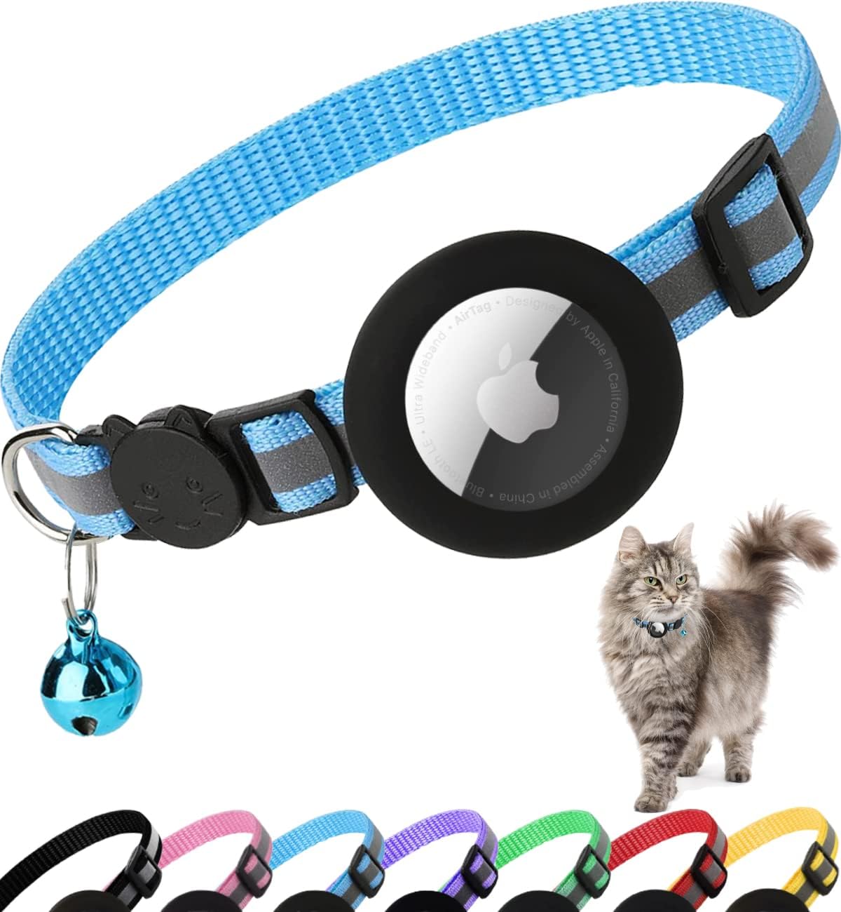 AirTag Cat Collar with Breakaway Safety - Reflective Tracking Collar