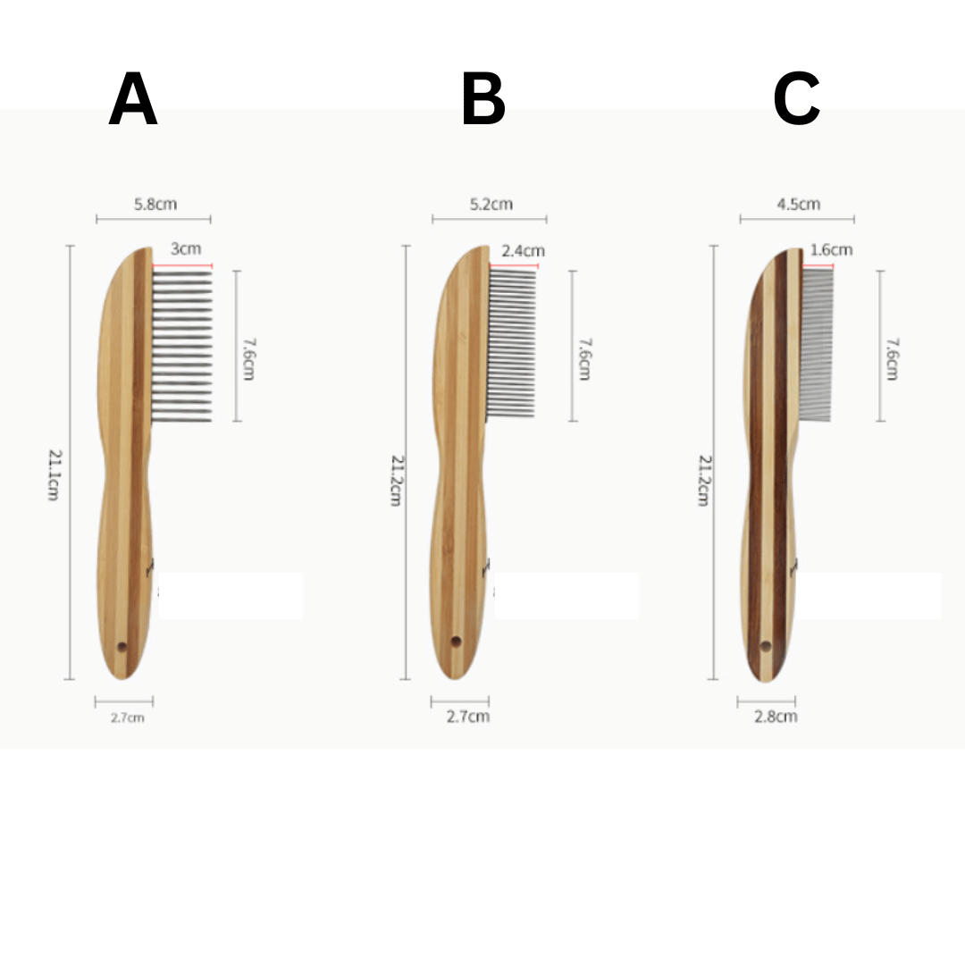 HisToTree Cat Steel Comb with Bamboo Handle, Rounded Teeth | Long-Haired Cats Daily Use