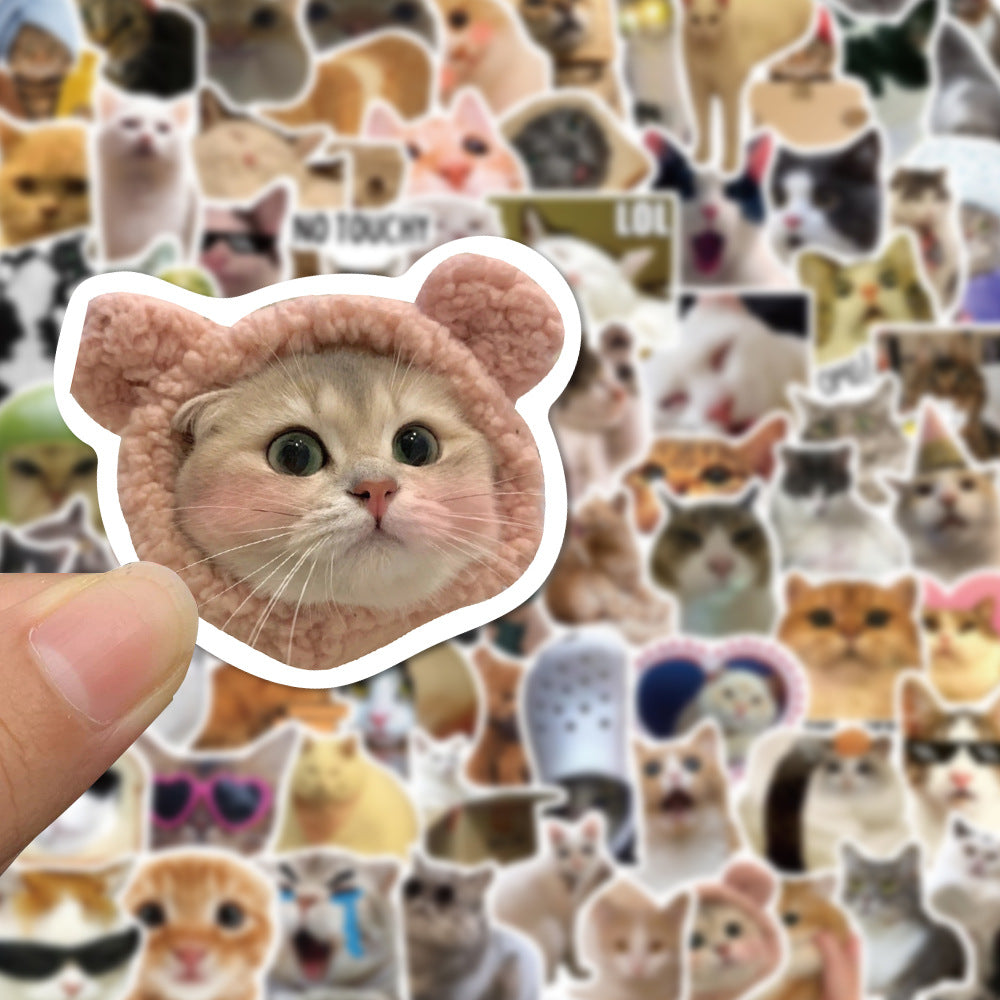 100pcs Funny Cat Meme Stickers Pack – Waterproof Vinyl Decals for Laptop, Water Bottle, Scrapbook, Gifts - 887302