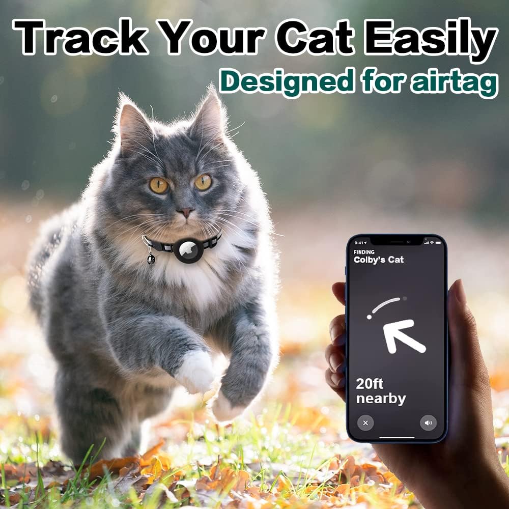 AirTag Cat Collar with Breakaway Safety - Reflective Tracking Collar