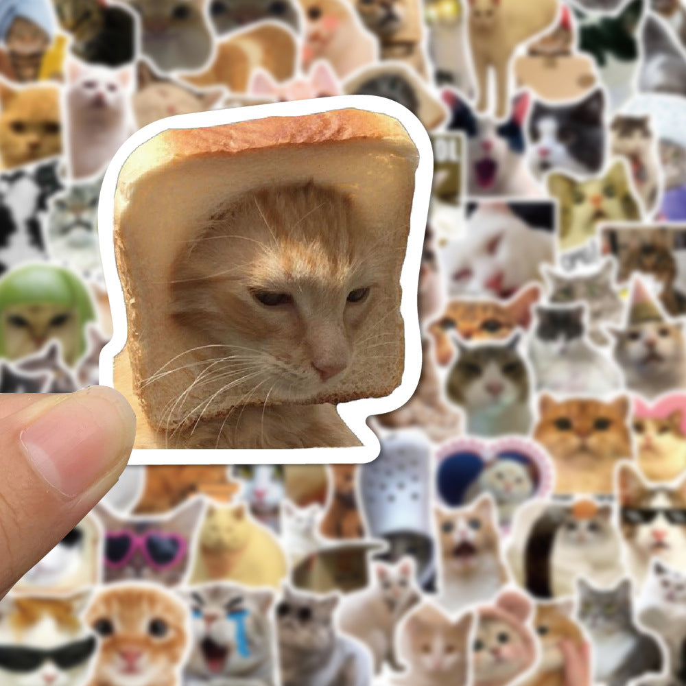 100pcs Funny Cat Meme Stickers Pack – Waterproof Vinyl Decals for Laptop, Water Bottle, Scrapbook, Gifts - 887302
