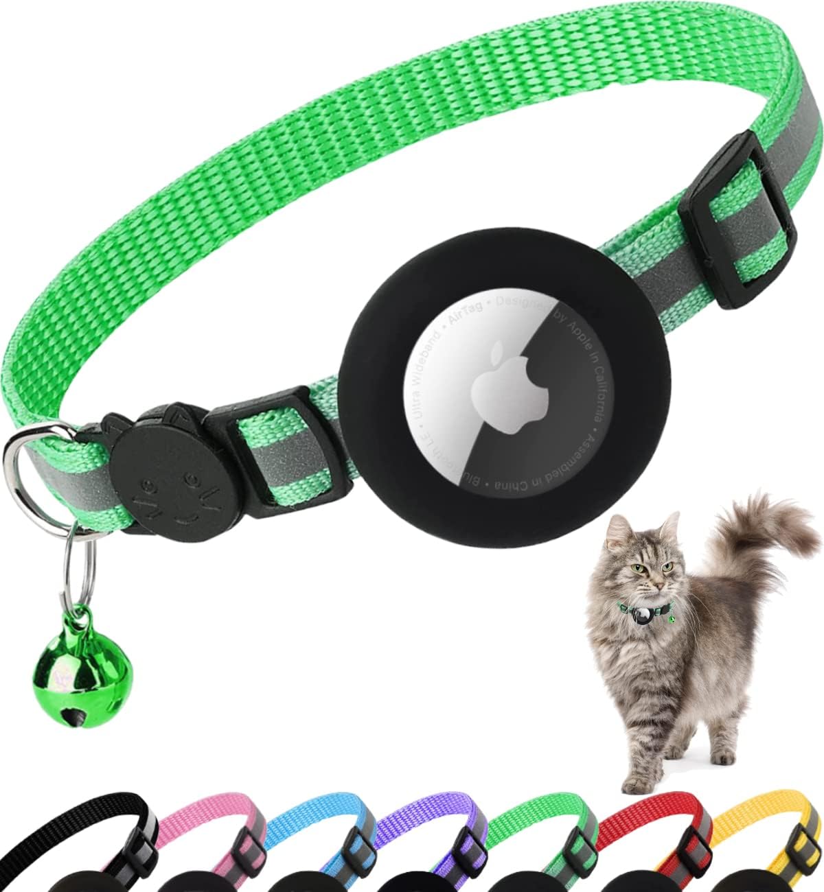 AirTag Cat Collar with Breakaway Safety - Reflective Tracking Collar