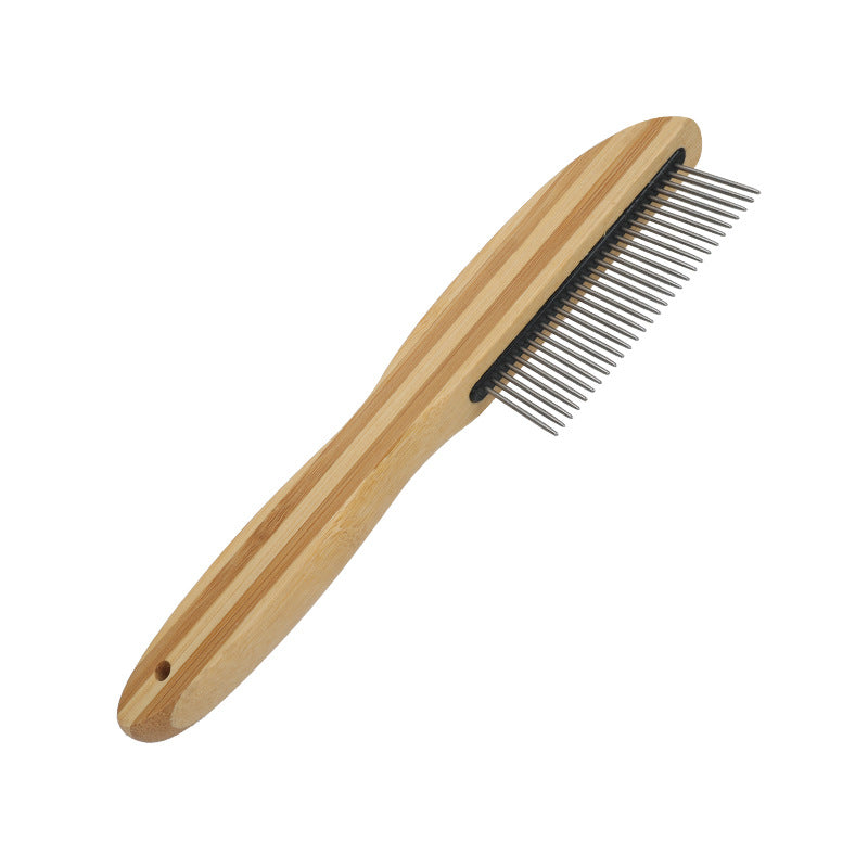HisToTree Cat Steel Comb with Bamboo Handle, Rounded Teeth | Long-Haired Cats Daily Use