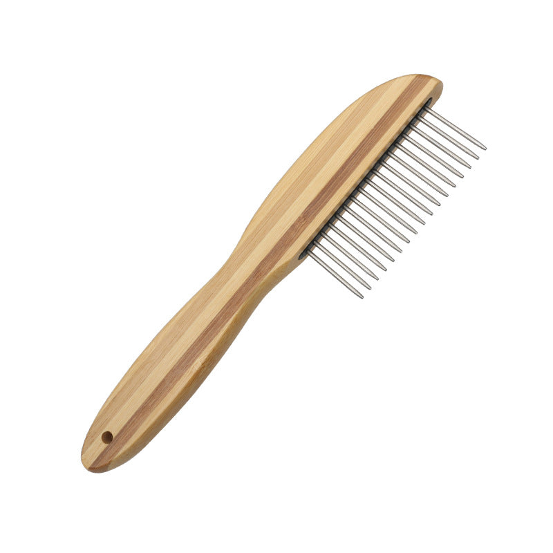 HisToTree Cat Steel Comb with Bamboo Handle, Rounded Teeth | Long-Haired Cats Daily Use