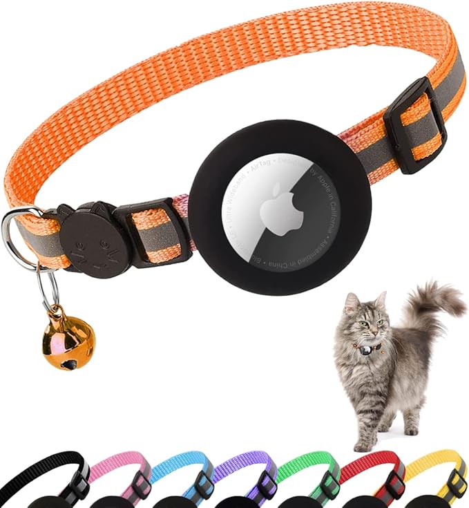 AirTag Cat Collar with Breakaway Safety - Reflective Tracking Collar