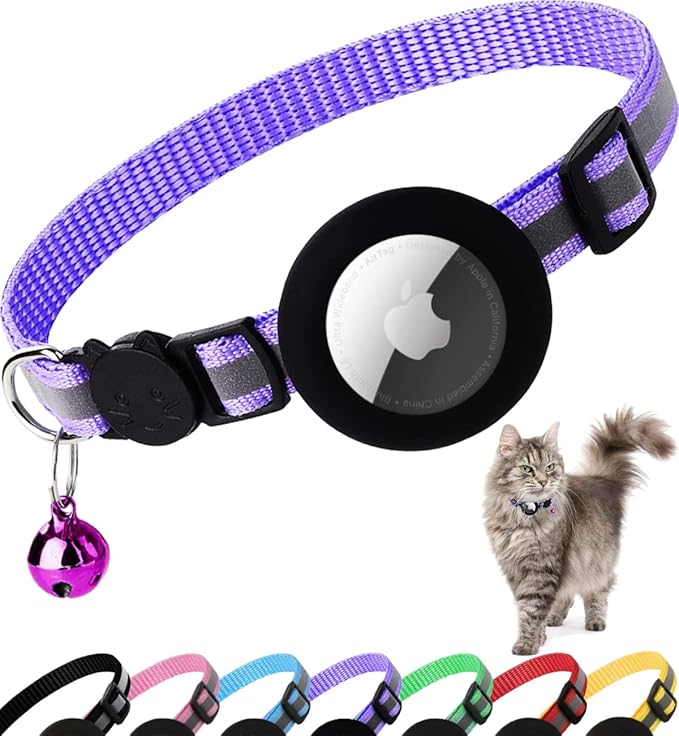 AirTag Cat Collar with Breakaway Safety - Reflective Tracking Collar