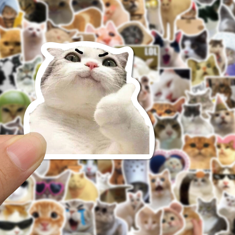 100pcs Funny Cat Meme Stickers Pack – Waterproof Vinyl Decals for Laptop, Water Bottle, Scrapbook, Gifts - 887302