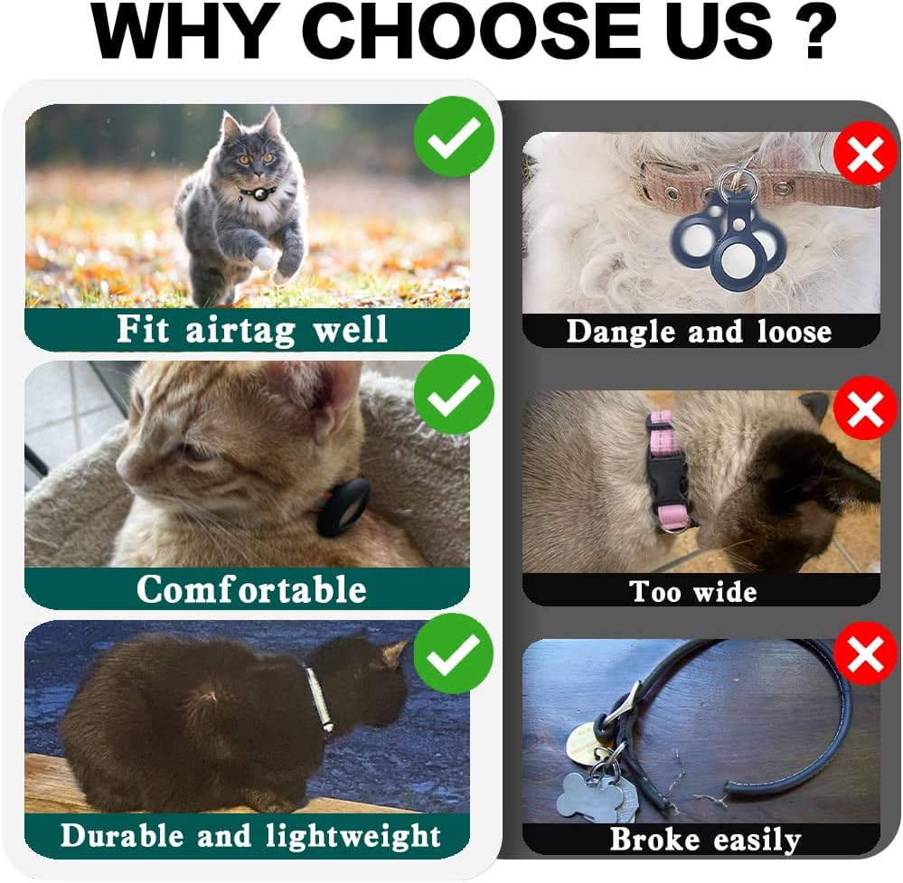 AirTag Cat Collar with Breakaway Safety - Reflective Tracking Collar